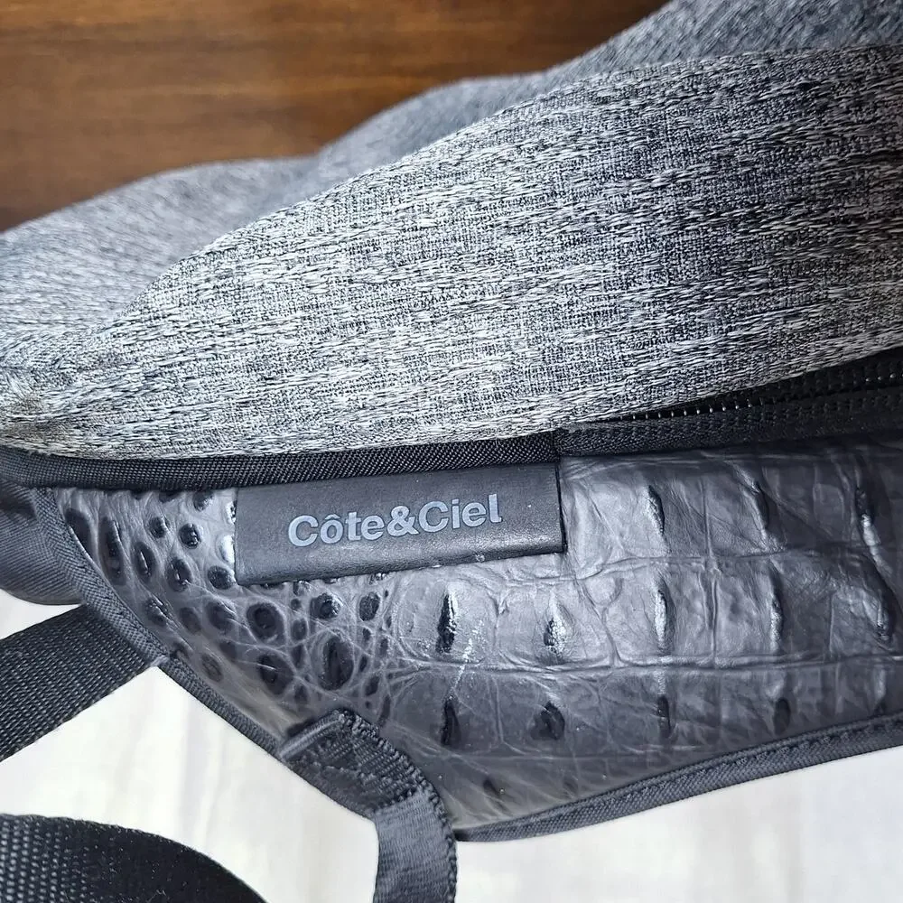 Cote&Ciel Nile Basalt Eco Yarn Backpack | Manganite Gray black travel bag large